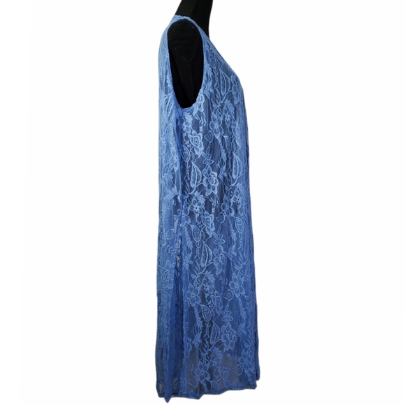Baby Blue Lace Duster Sleeveless Vest L - Picture 2 of 7
